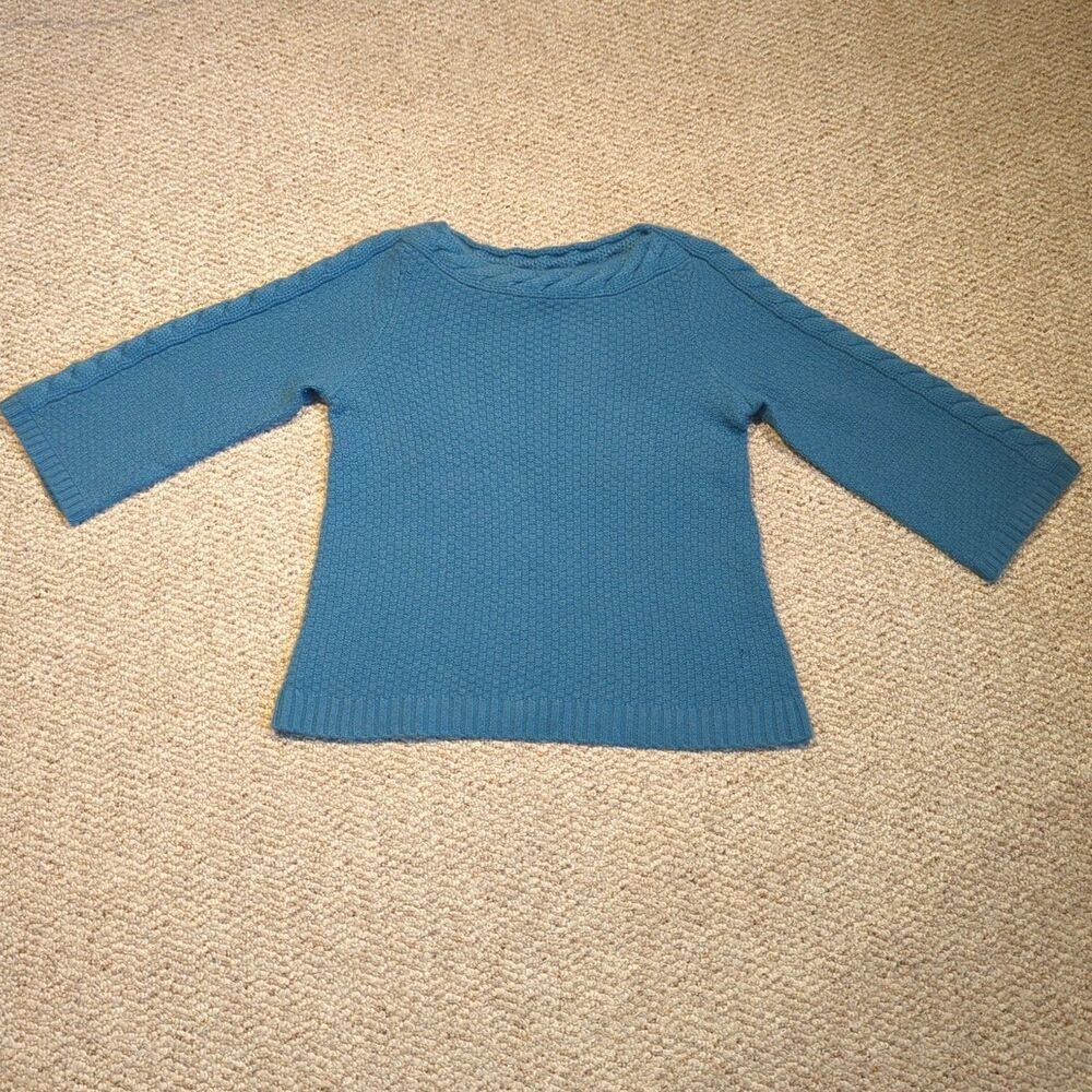 Classique Entier Cashmere Sweater Womens Small Teal Pullover Knit Minimalist